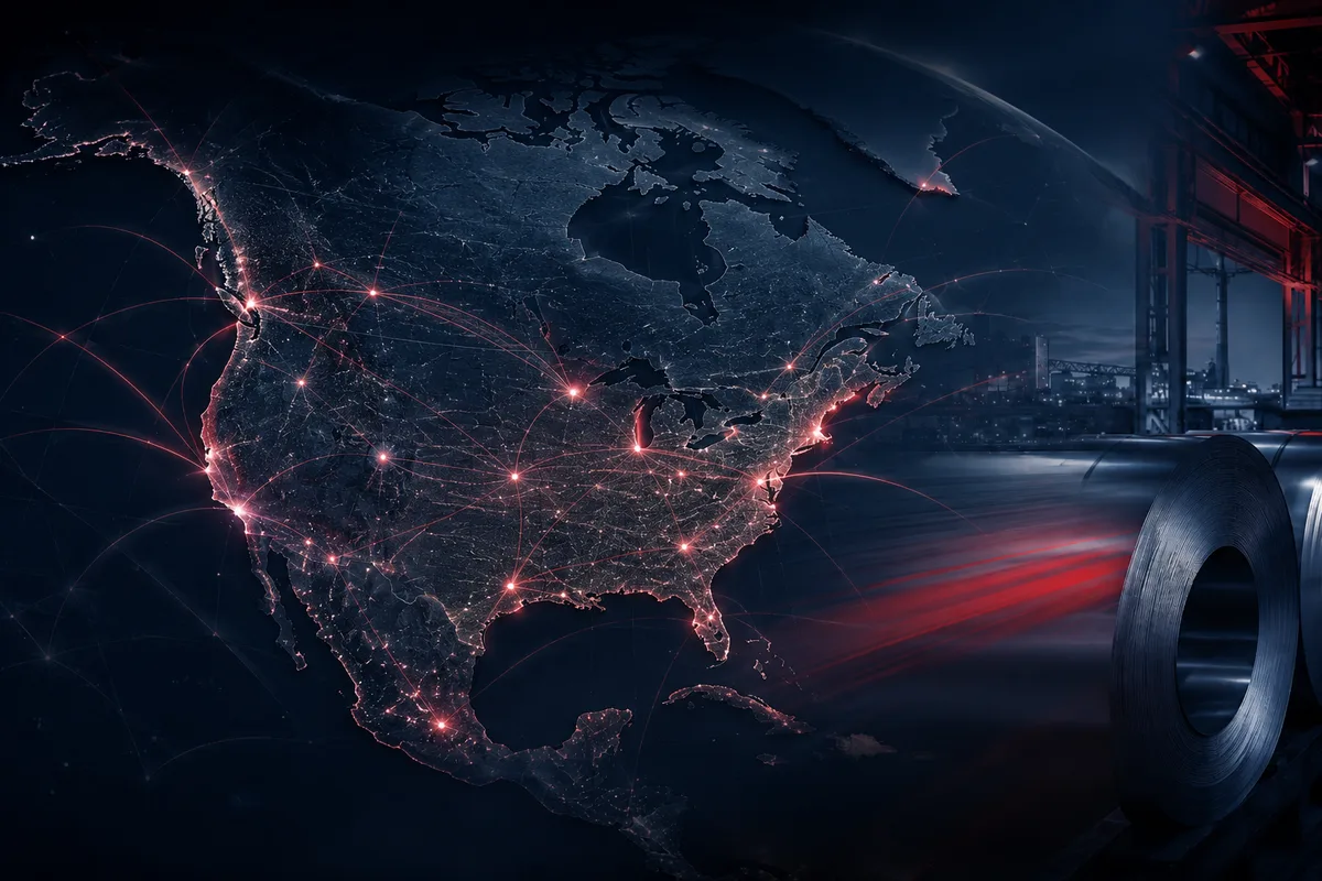 Abstract North American industrial network and growth routes